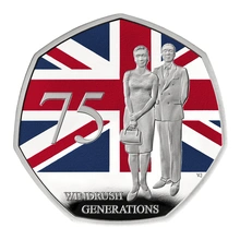 Pièce 50 Pence Argent 2023 75 Ans de la Génération Windrush en Boîte