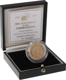 Pièce Double Souverain Or 1995 les Onu en Boîte