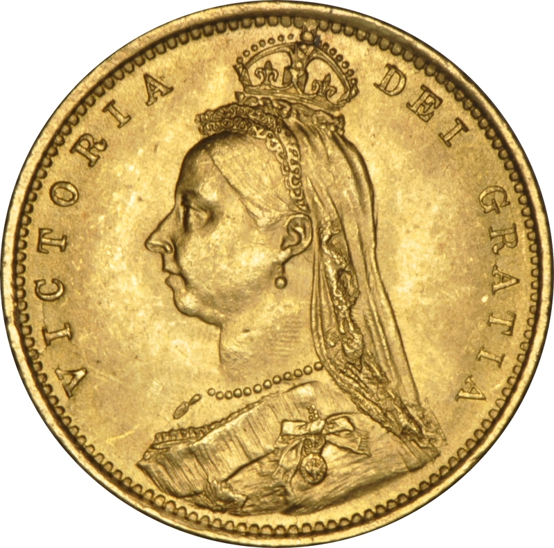 Pièce Demi Souverain Or 1892 Victoria Tête Jubilé Revers Armoiries Londres NGC MS63