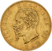 Pièce 20 Lire Or Italienne Emmanuel II