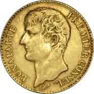 Pièce 40 Francs Or Bonaparte Premier Consul Tête Nue 1802 à 1804
