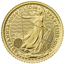 Pièce Britannia Or 1/10 Once 2024 Charles III dans un Coffret Cadeau