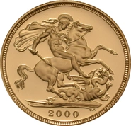 Pièce Souverain Or 2000 Elisabeth II 4ème Tête BE