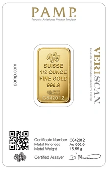 Lingot d'Or 1/2 Once Pamp