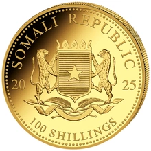 Pièce d'or éléphant somalien de 1/10 once 2025