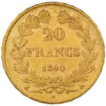 20 Francs Or Louis-Philippe Tête Laurée 1840 A