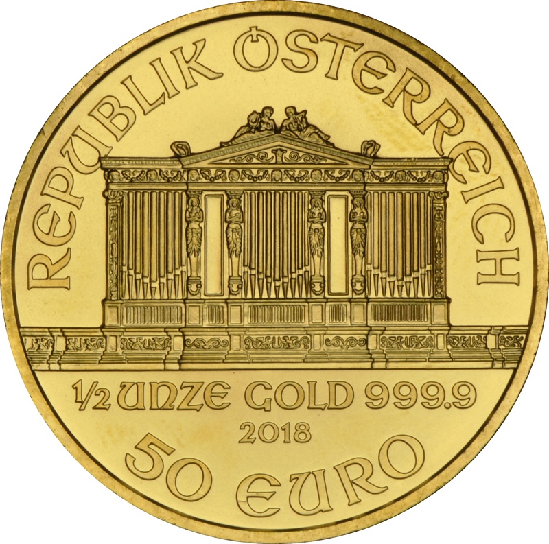 2018 Half Ounce Austrian Gold Philharmonic Coin
