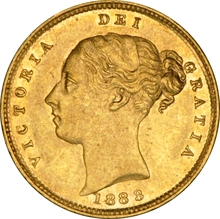 Pièce Demi Souverain Or 1883 Victoria Tête Jeune Revers Armoiries Londres NGC AU58