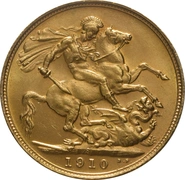 Pièce Souverain Or 1910 Édouard VII S